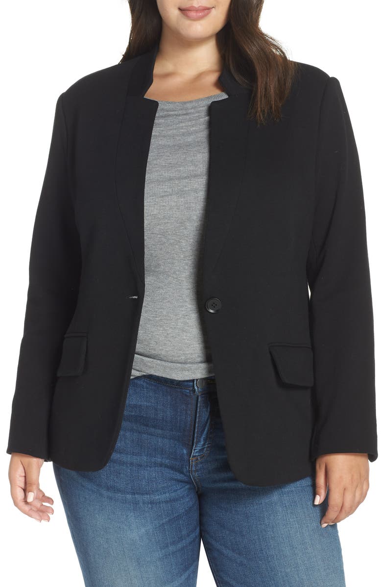 GIBSONLOOK Inverted Notch Collar Cotton Blend Blazer, Main, color,