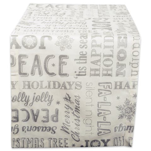 Silver Christmas Collage Table Runner