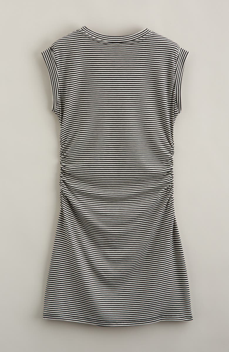 Nordstrom Kids' Ruched Knit Dress, Alternate, color, Black- Ivory Micro Stripe