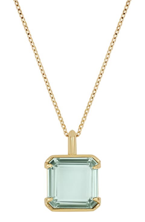 14K Gold Prasiolite Pendant Necklace