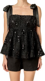 English Factory Sequins Bow Tank