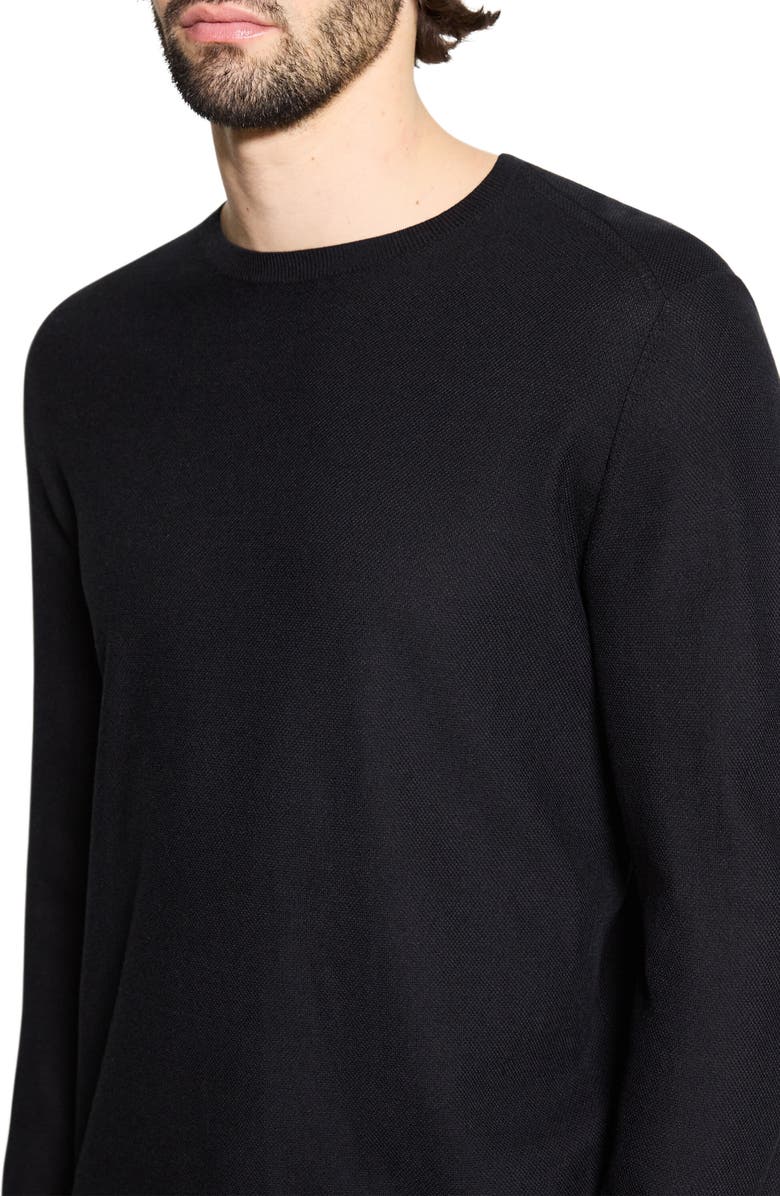Theory Long Sleeve Silk & Cotton T-Shirt, Alternate, color, Black