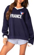 EDIKTED France Oversize V-Neck Sweatshirt