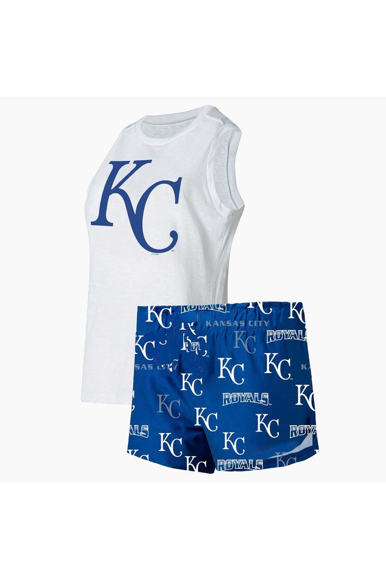 Women's Concepts Sport White/Royal Kansas City Royals Plus Size Tank Top & Shorts Sleep Set, Main, color, White