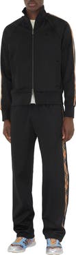 Burberry Check Trim Cotton Blend Track Pants