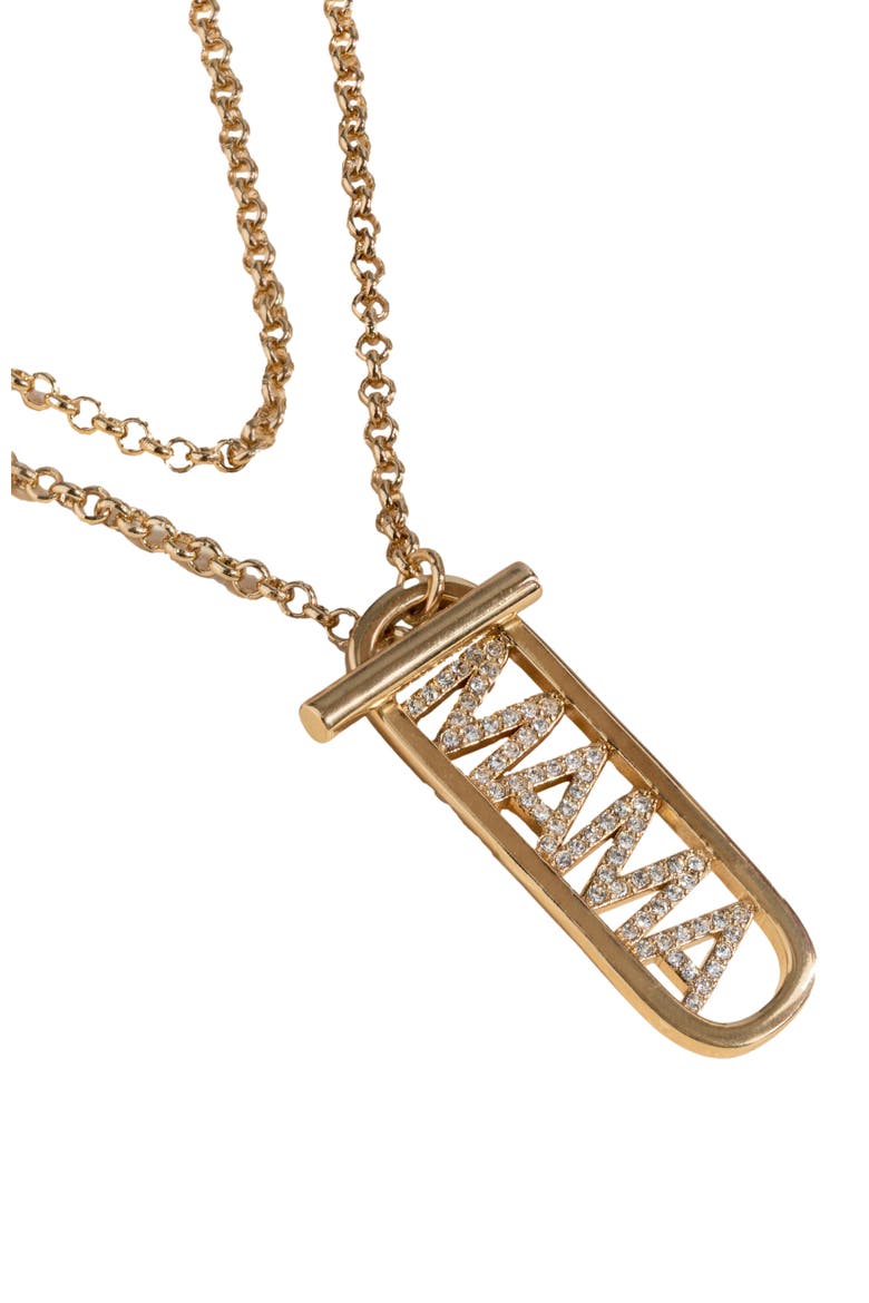 Mama Pave Toggle Necklace, Alternate, color, Gold
