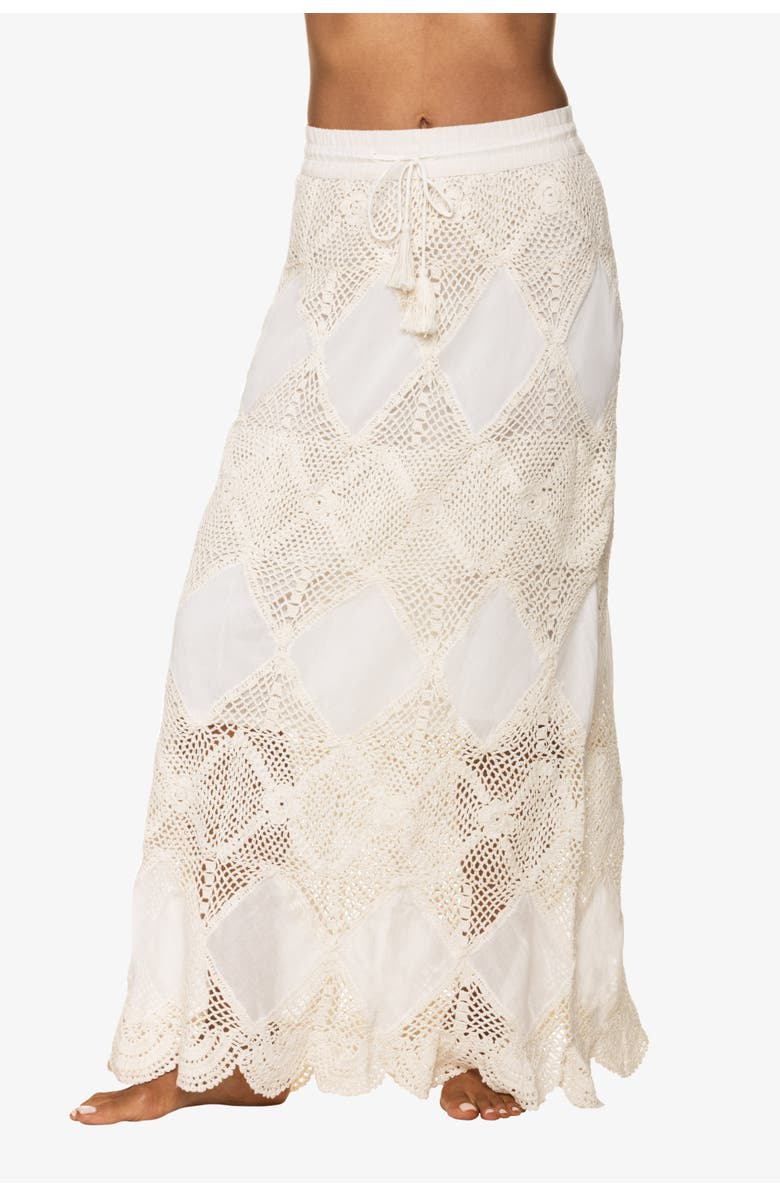 HELEN JON Scallop Crochet Maxi Skirt/Bandeau Dress, Main, color, Ivory Crochet