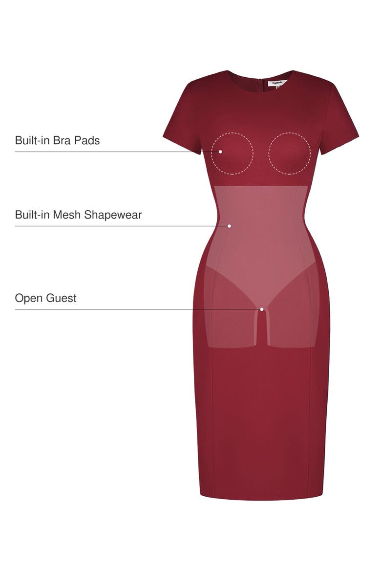 SculptWear Workwear Fitted Dress, Alternate, color, Burgundy