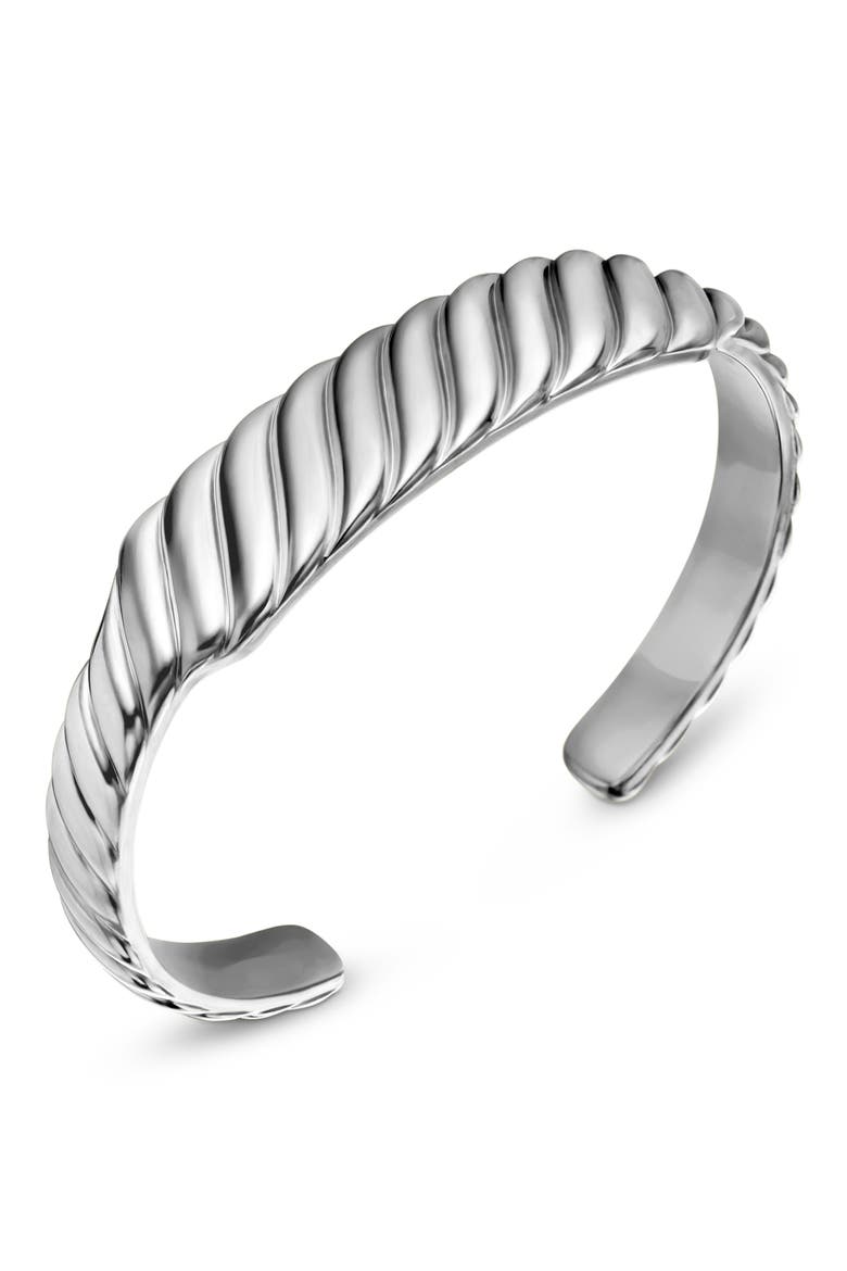 Sculpted Cable Contour Cuff Bracelet, 13mm, Alternate, color, STERLING SILVER