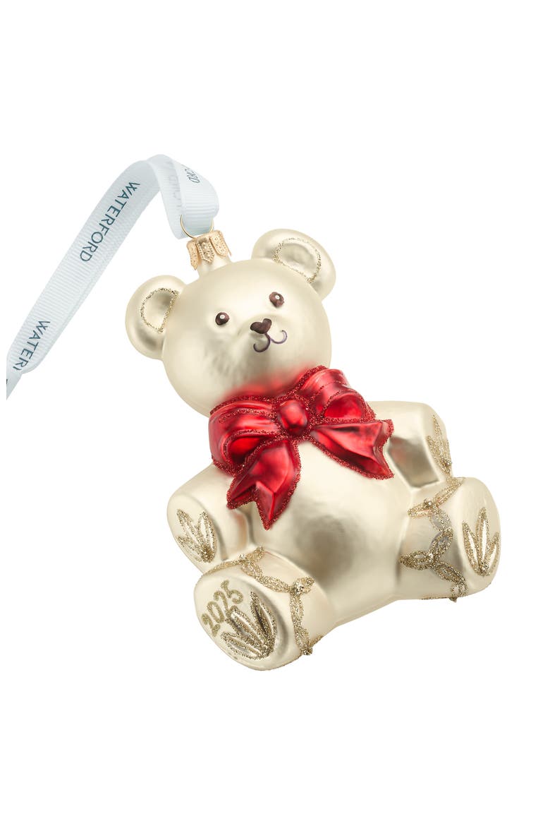 Holiday Heirlooms First Teddy Glass Ornament, Alternate, color, MULTI IVORY