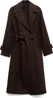 MANGO Linen Trench Coat