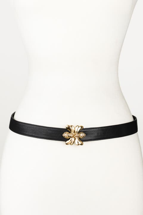Double Bee Clasp Buckle Leather belt