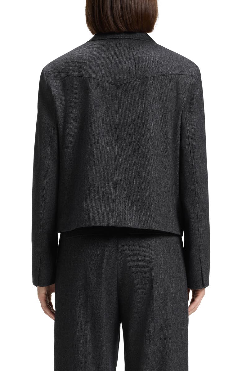 BOSS Orange Jafleni Crop Stretch Flannel Jacket, Alternate, color, Dark Blue