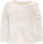 Mini Boden Kids' Frill Accent Slub Cotton Top