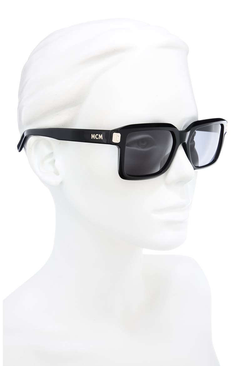 55mm Square Sunglasses, Alternate, color, SHINY BLACK / SMOKE