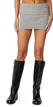 EDIKTED Gino Foldover Mini Sweater Skirt
