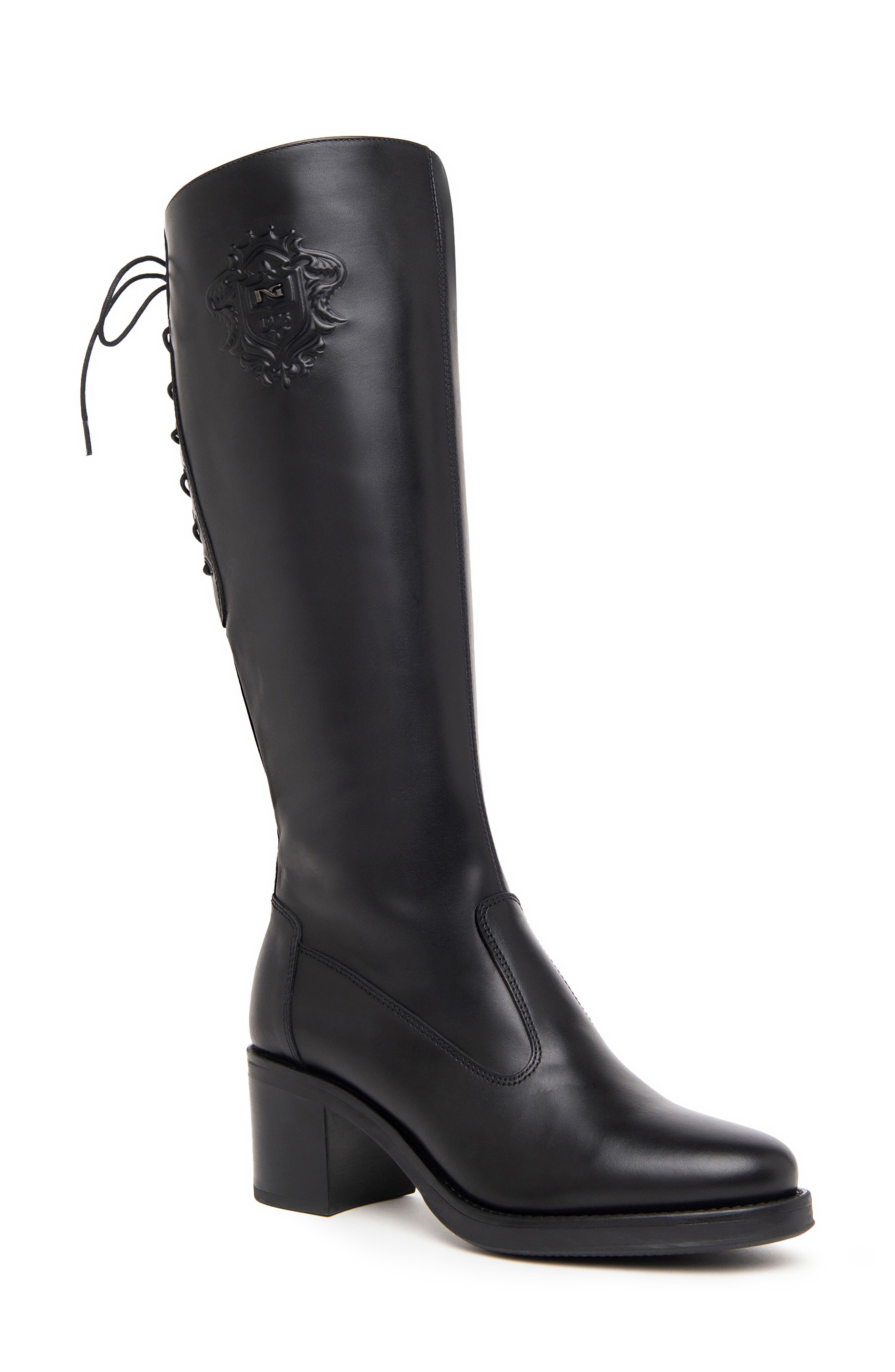 NeroGiardini Lace Up Tall Boot, Main, color, 
