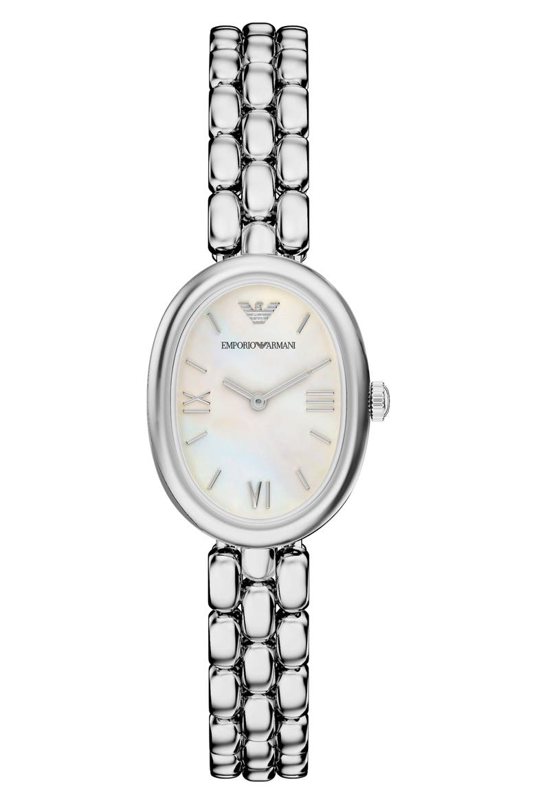 Small Sinfonia Mother-of-Pearl Bracelet Watch, 22mm x 28.2mm, Main, color, SILVER