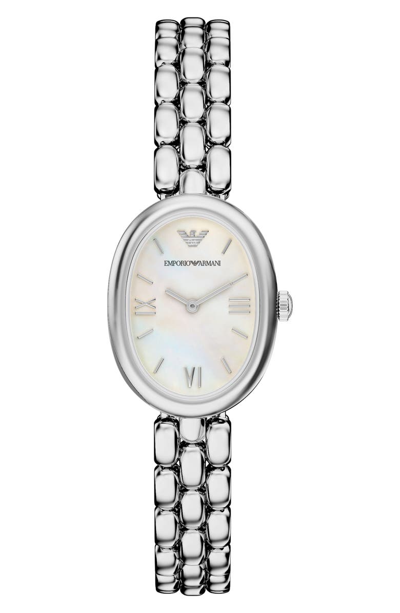 Emporio Armani Small Sinfonia Mother-of-Pearl Bracelet Watch, 22mm x 28.2mm, Main, color, 