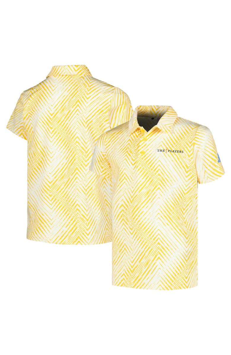 adidas Youth adidas Cream/Orange THE PLAYERS Striped Polo, Alternate, color, 