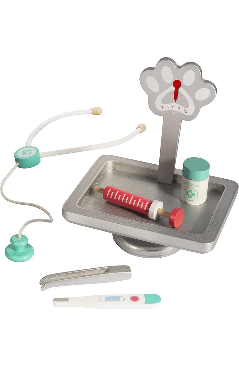 SVAN Vet Center Pretend Pet Hospital Playset- Wooden Animal Interactive Medical Checkup Set with Toy Cat, Veterinarian Medical Accessories, Alternate, color, White