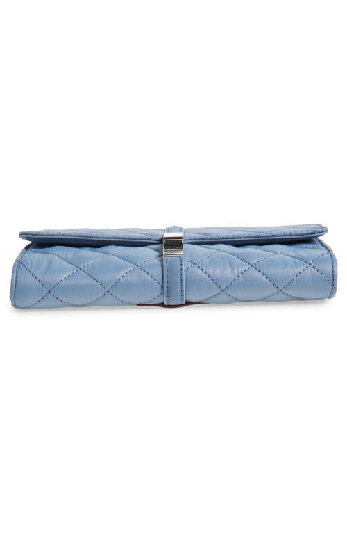 Shop Mz Wallace Astor Diamond Quilted Nylon Convertible Crossbody Bag In Stone Blue