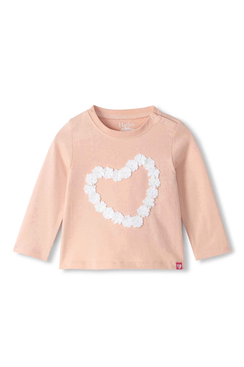 Cameo Rose Heart Long Sleeve T-Shirt, Main, color, PINK