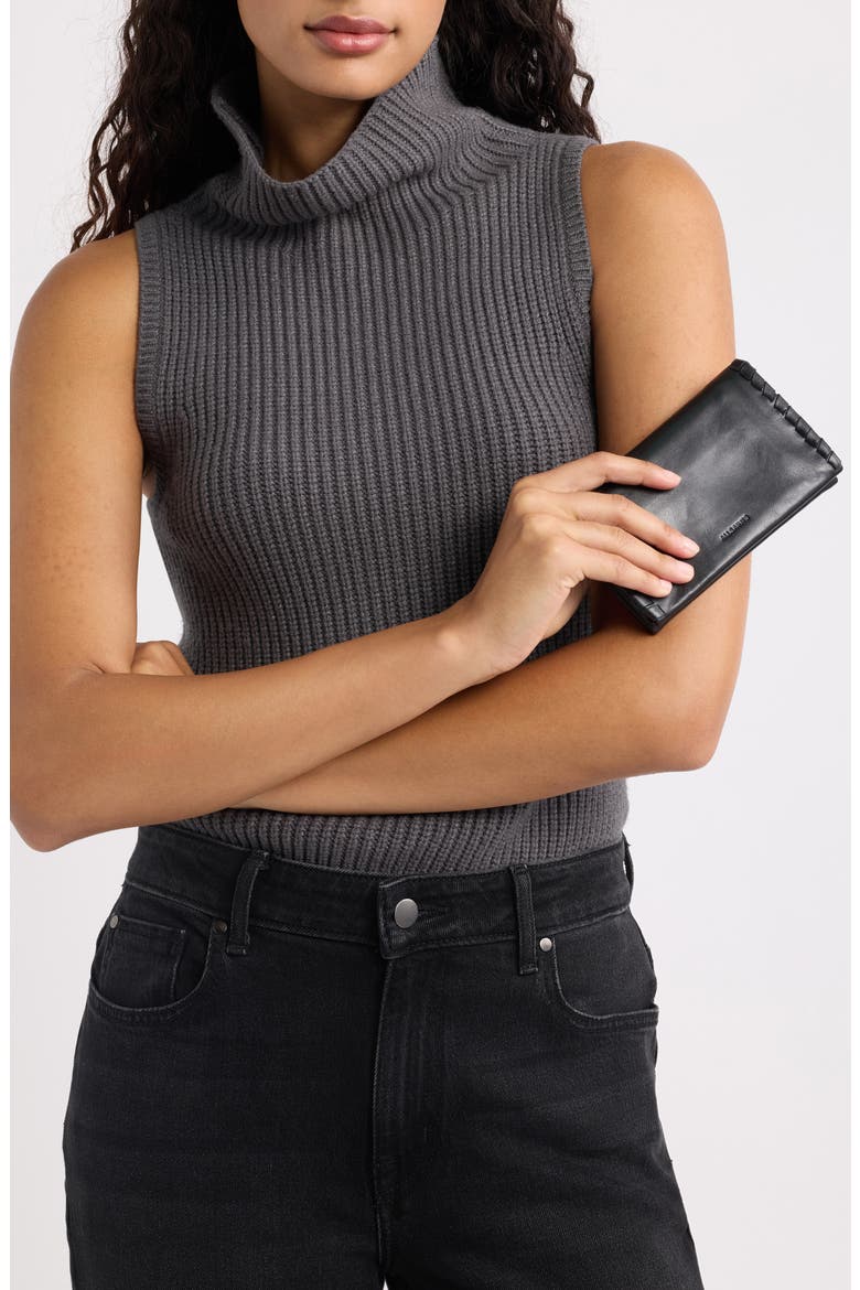 Esme Whipstitch Leather Bifold Wallet, Alternate, color, BLACK