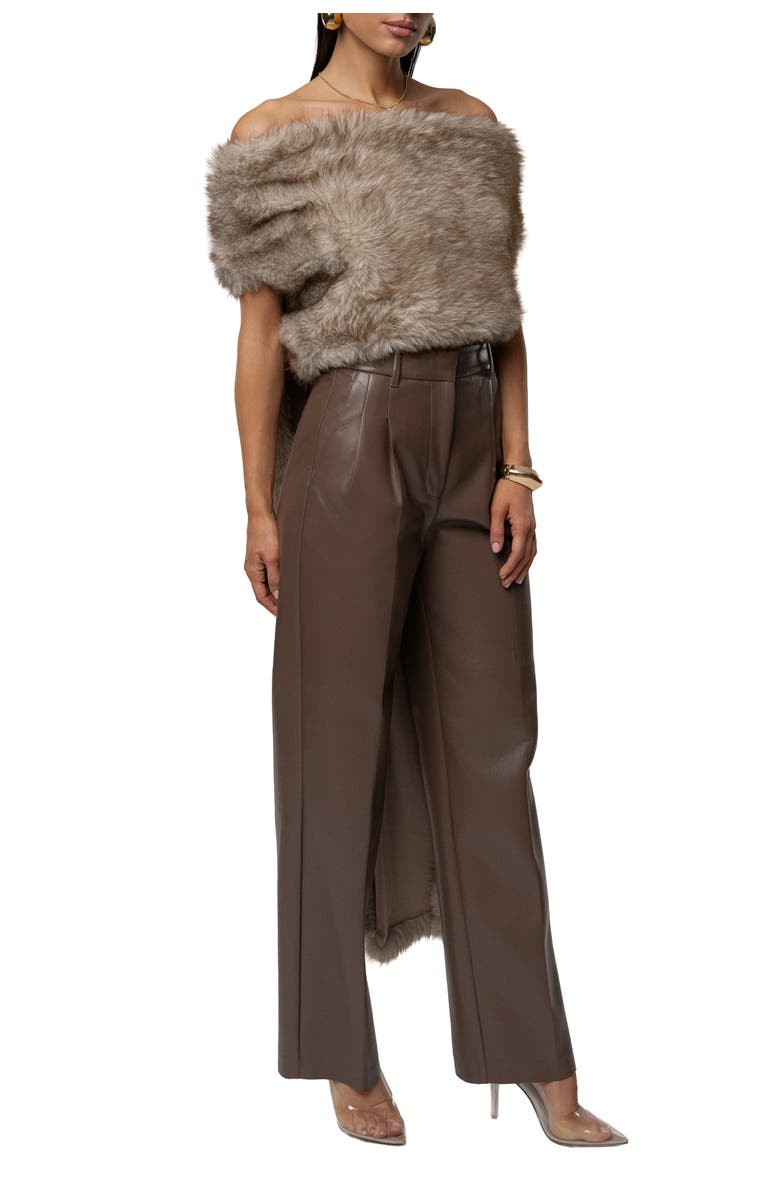JLUXLABEL Winter Bliss Faux Fur Wrap, Alternate, color, Ivory/Brown