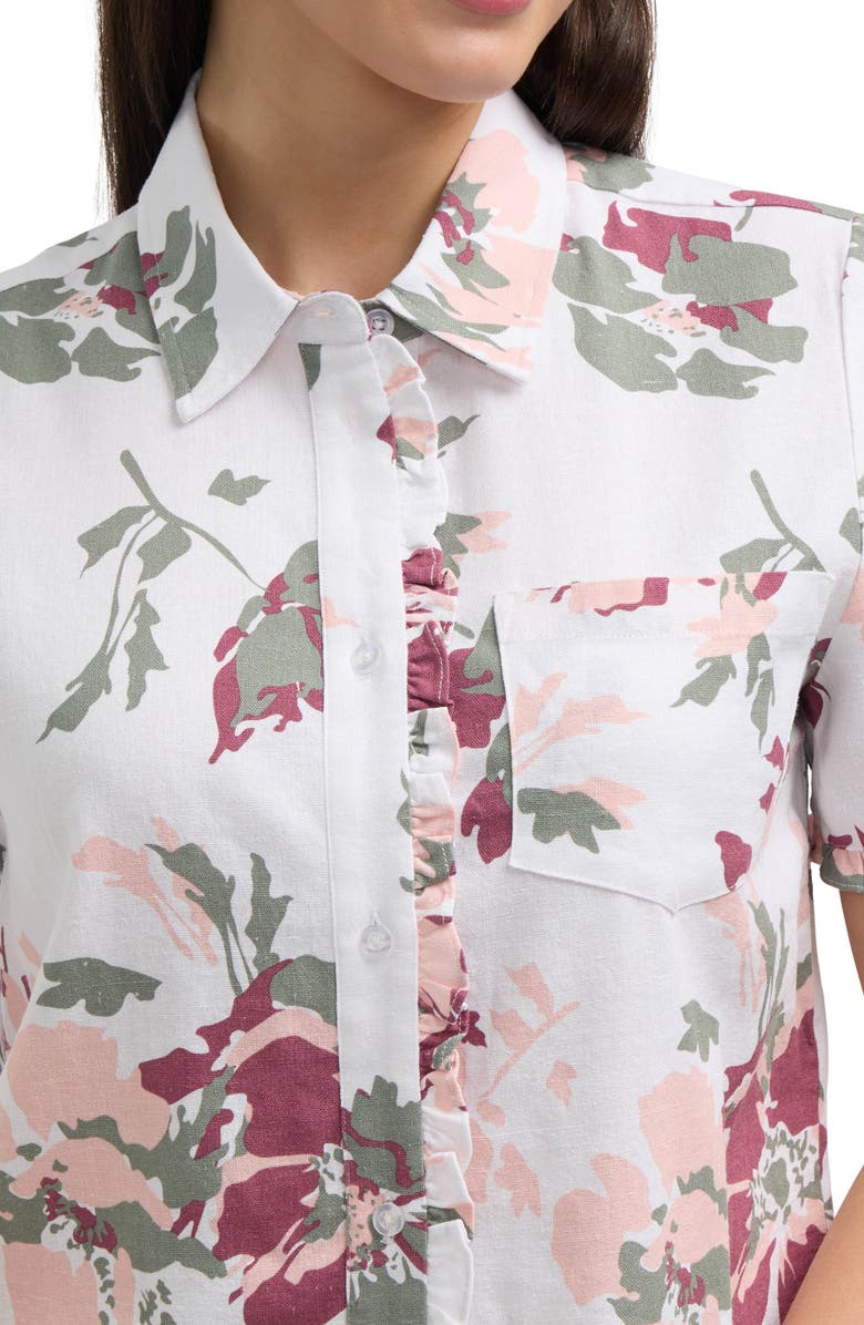 Ellen Tracy Ruffle Sleeve Button Front Shirt, Alternate, color, Peach Bouquet