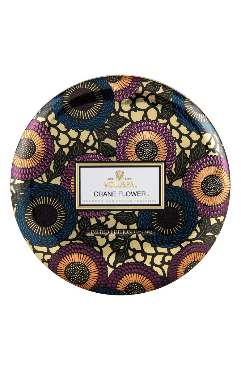 Voluspa Japonica Crane Flower Three-Wick Decorative Tin Candle, Alternate, color,