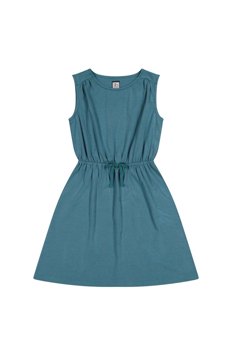 Busy Bees Lindsey Drawstring Dress Blue Green Stripe, Main, color, 