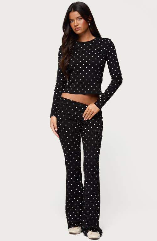 Edikted Daliya Polka Dot Crop Stretch Cotton T-shirt In Black