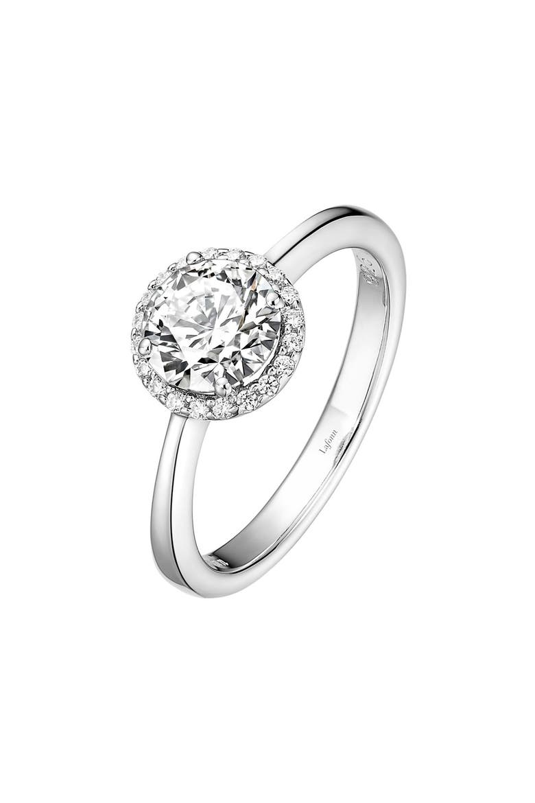Birthstone Halo Ring, Main, color, APRIL DIAMOND / SILVER