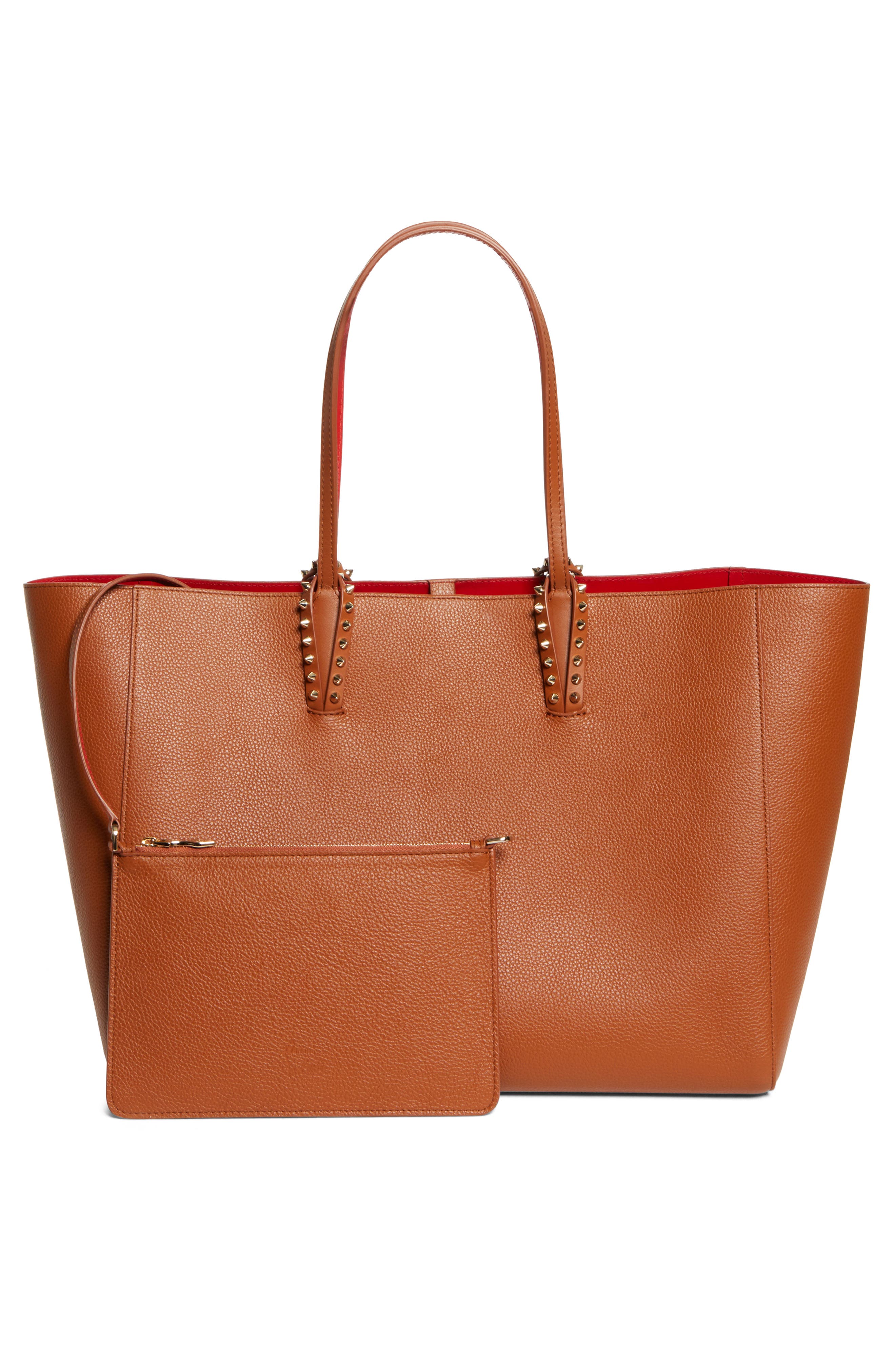 Christian Louboutin Large Cabata Soft Leather Tote Bag, Alternate, color, Cuoio/ Gold