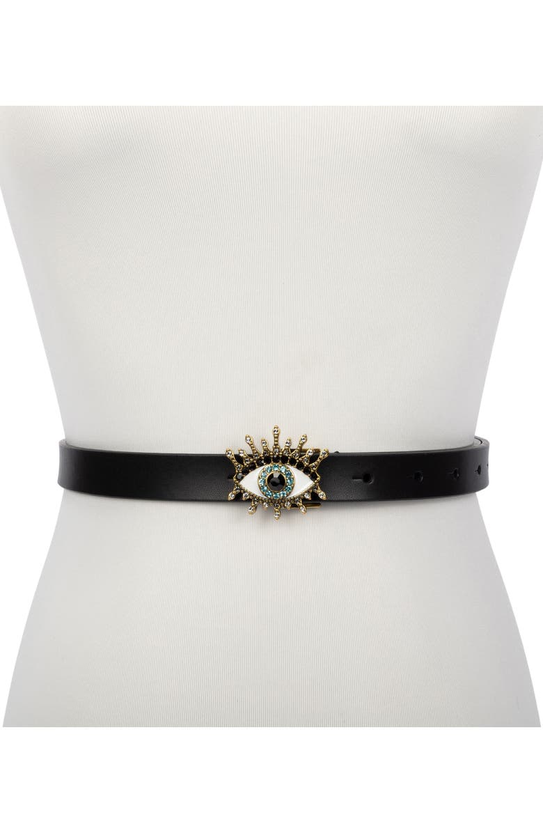 Kurt Geiger London Evil Eye Leather Belt, Alternate, color, 