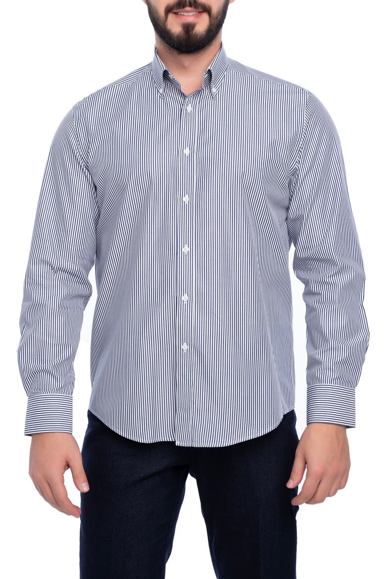 Cosmos Slim Fit Cotton Dress Shirt, Main, color, NAVY BLUE