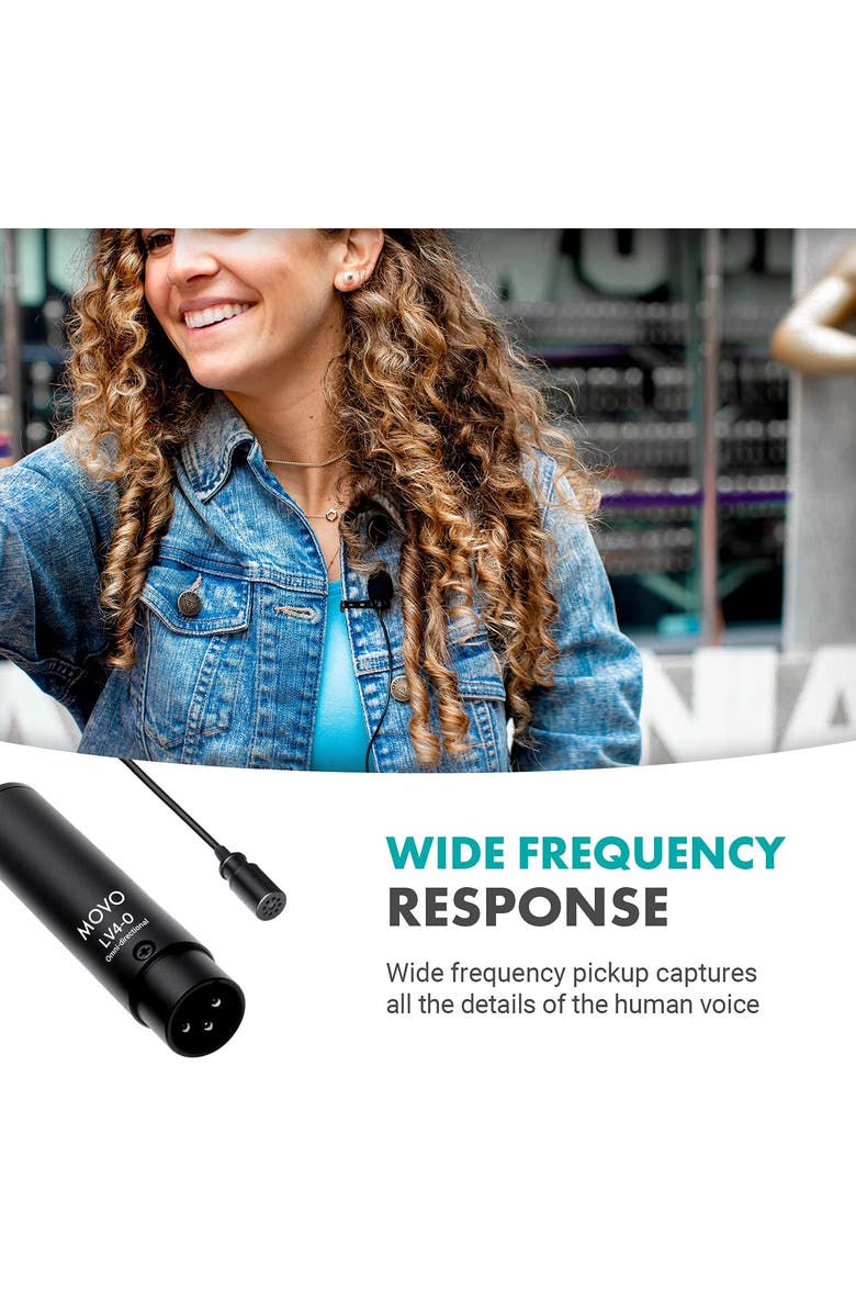 MOVO LV4-O Omnidirectional XLR Lavalier Microphone - Phantom Powered, Alternate, color, Black