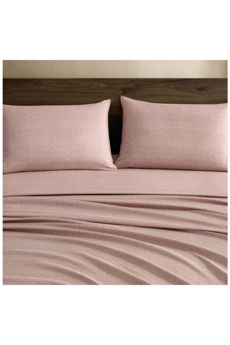 Haze Grid Microfiber Sheet Set, Alternate, color, DUSTY ROSE