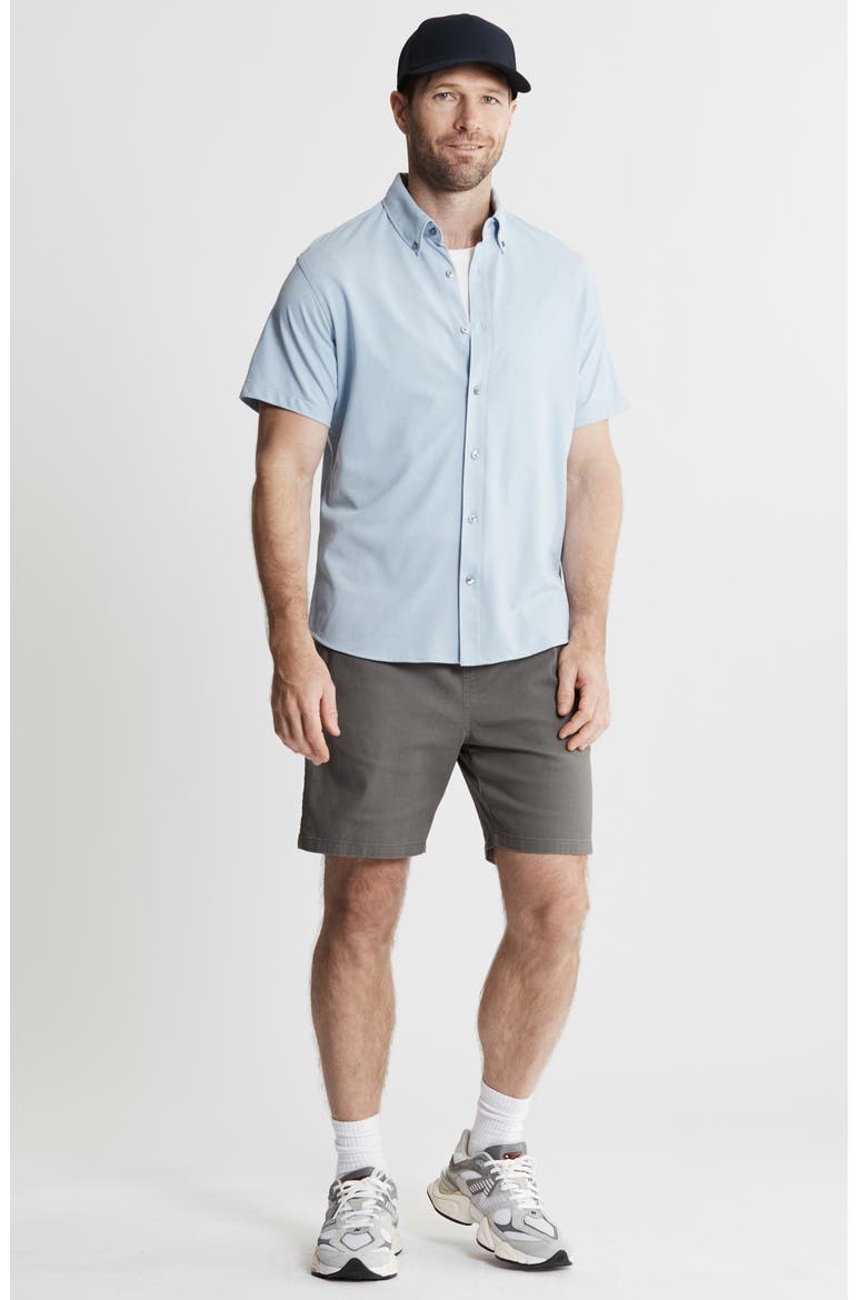 Short Sleeve Stretch Oxford Button-Up Shirt, Alternate, color, LIGHT BLUE