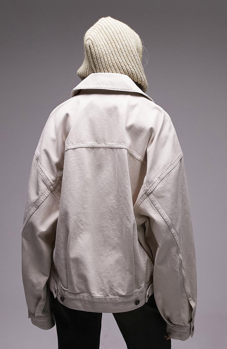 Topshop Balloon Sleeve Oversize Denim Jacket, Alternate, color,