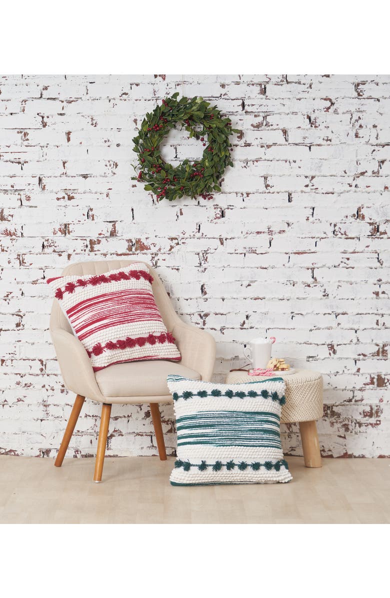 carol & frank Oriana Tufted Textured Cotton Decorative Throw Pillow, Alternate, color, Green