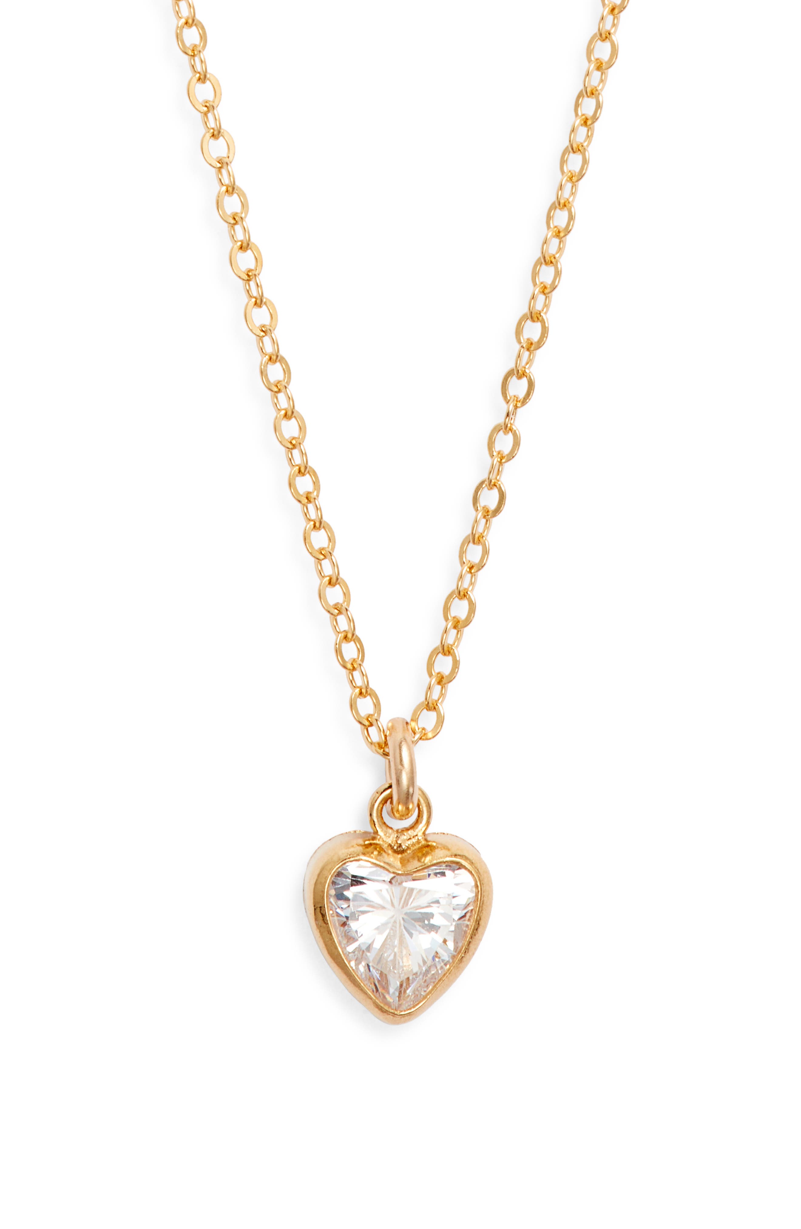 Set & Stones Amy Cubic Zirconia Heart Pendant Necklace in Gold 