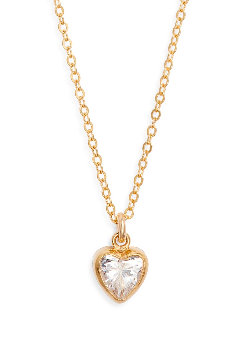 Amy Cubic Zirconia Heart Pendant Necklace, Main, color, GOLD