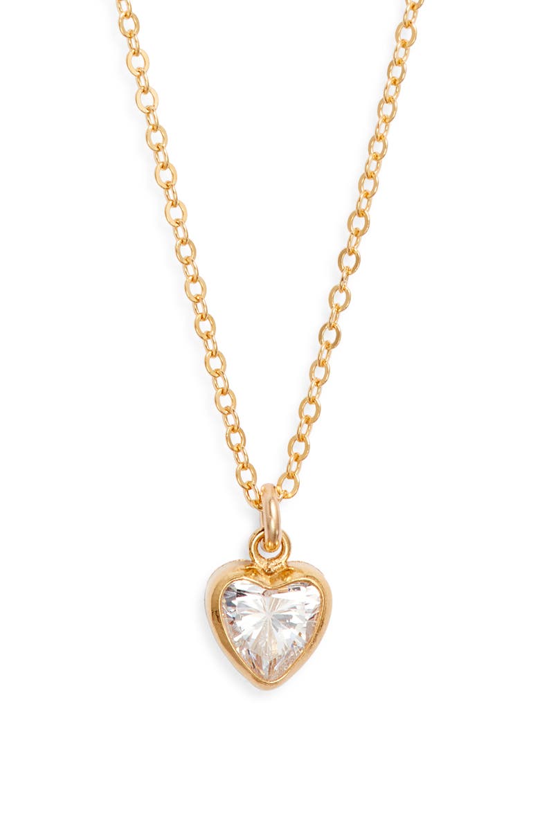 Set & Stones Amy Cubic Zirconia Heart Pendant Necklace, Main, color, Gold