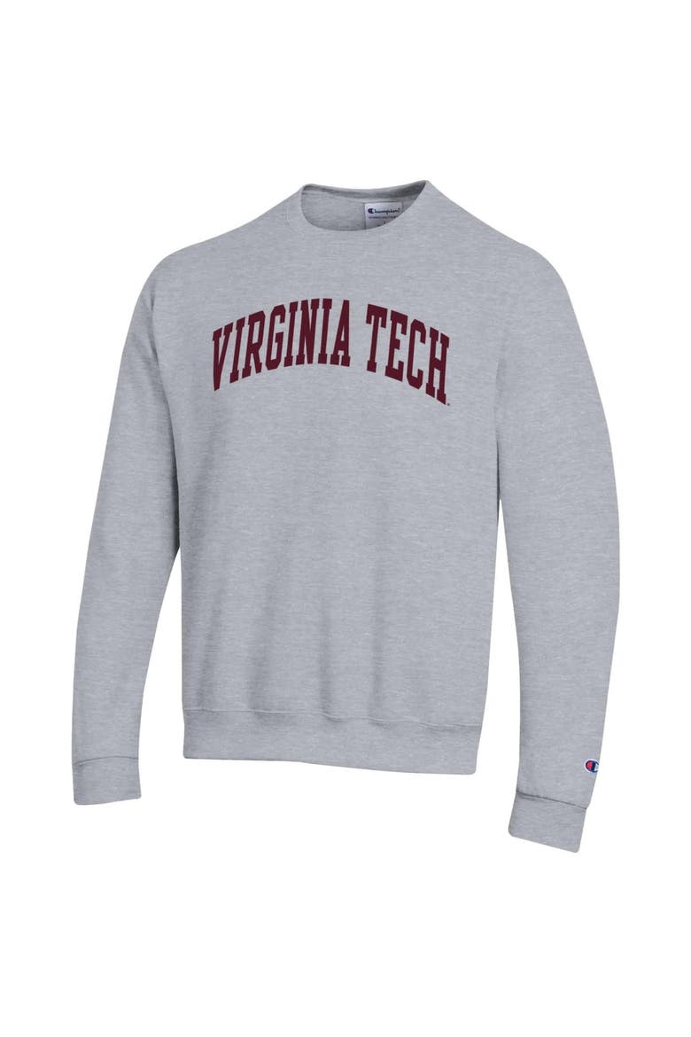 Men's Champion  Heather Gray Virginia Tech Hokies Basic Arch Fleece Pullover Sweatshirt, Alternate, color, Heather Gray