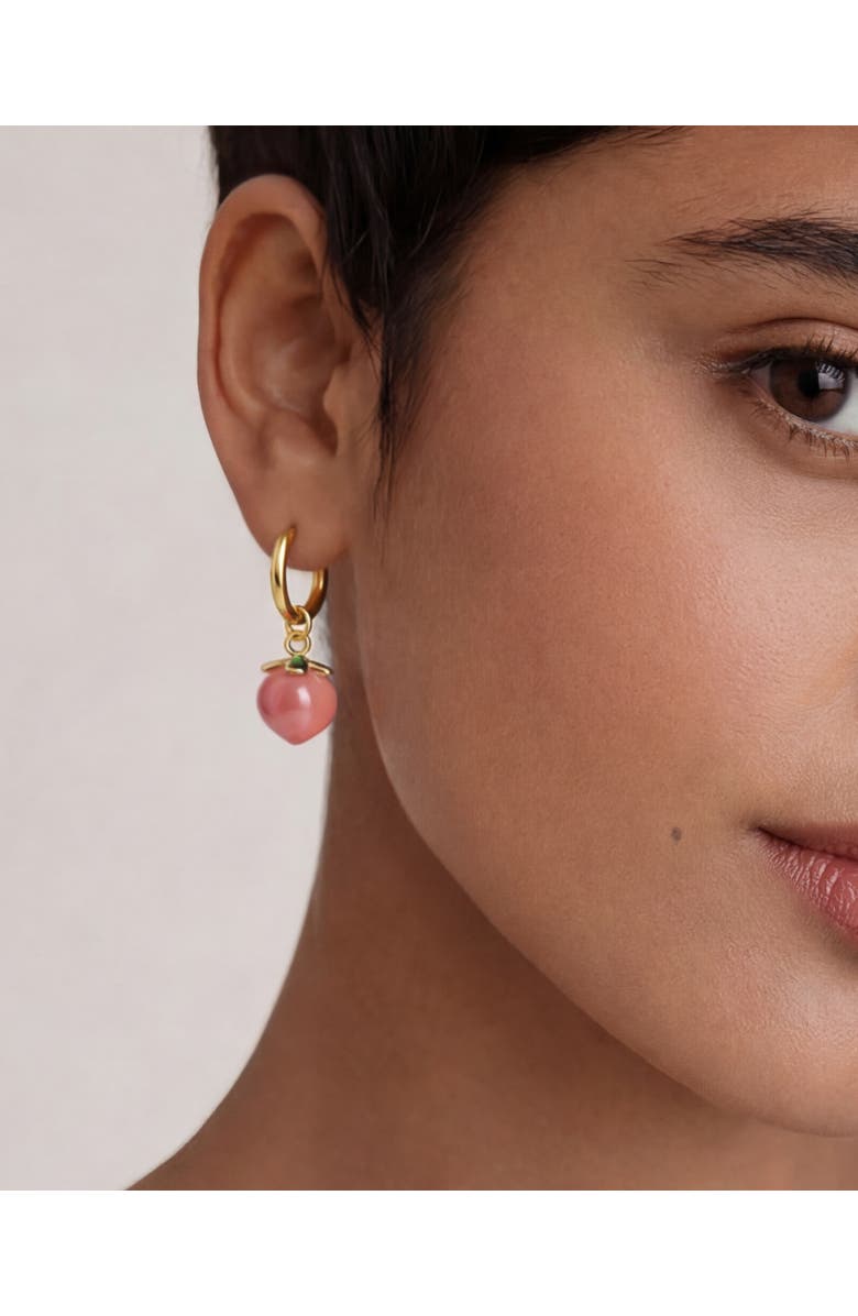 seree Harvest Peach Jade stone charm earrings, Alternate, color, Pink