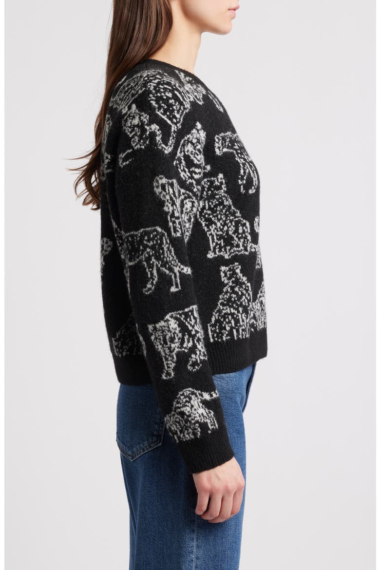 Perci Intarsia Wildcat Crewneck Sweater, Alternate, color, CHARCOAL CATS