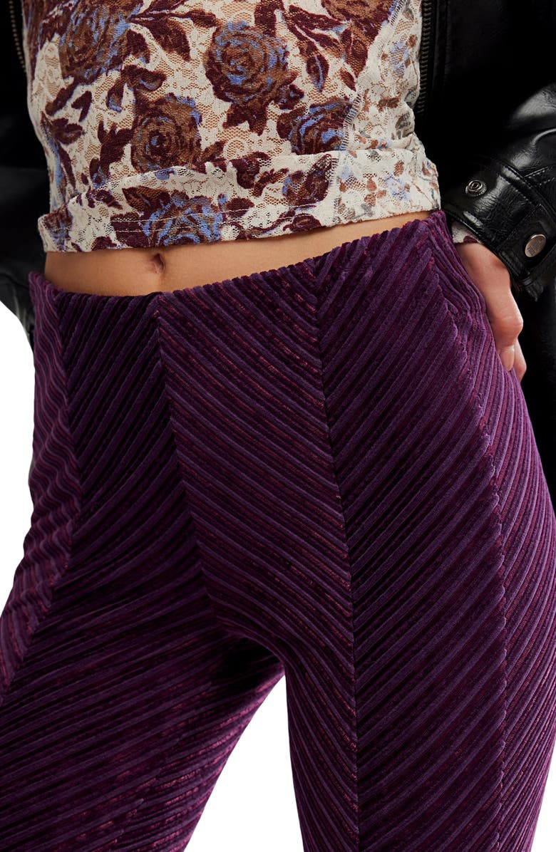 Free People Penny Flare Velvet Pants, Alternate, color, Vintage Grape