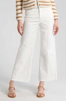 PAIGE Anessa High Waist Raw Hem Wide Leg Jeans